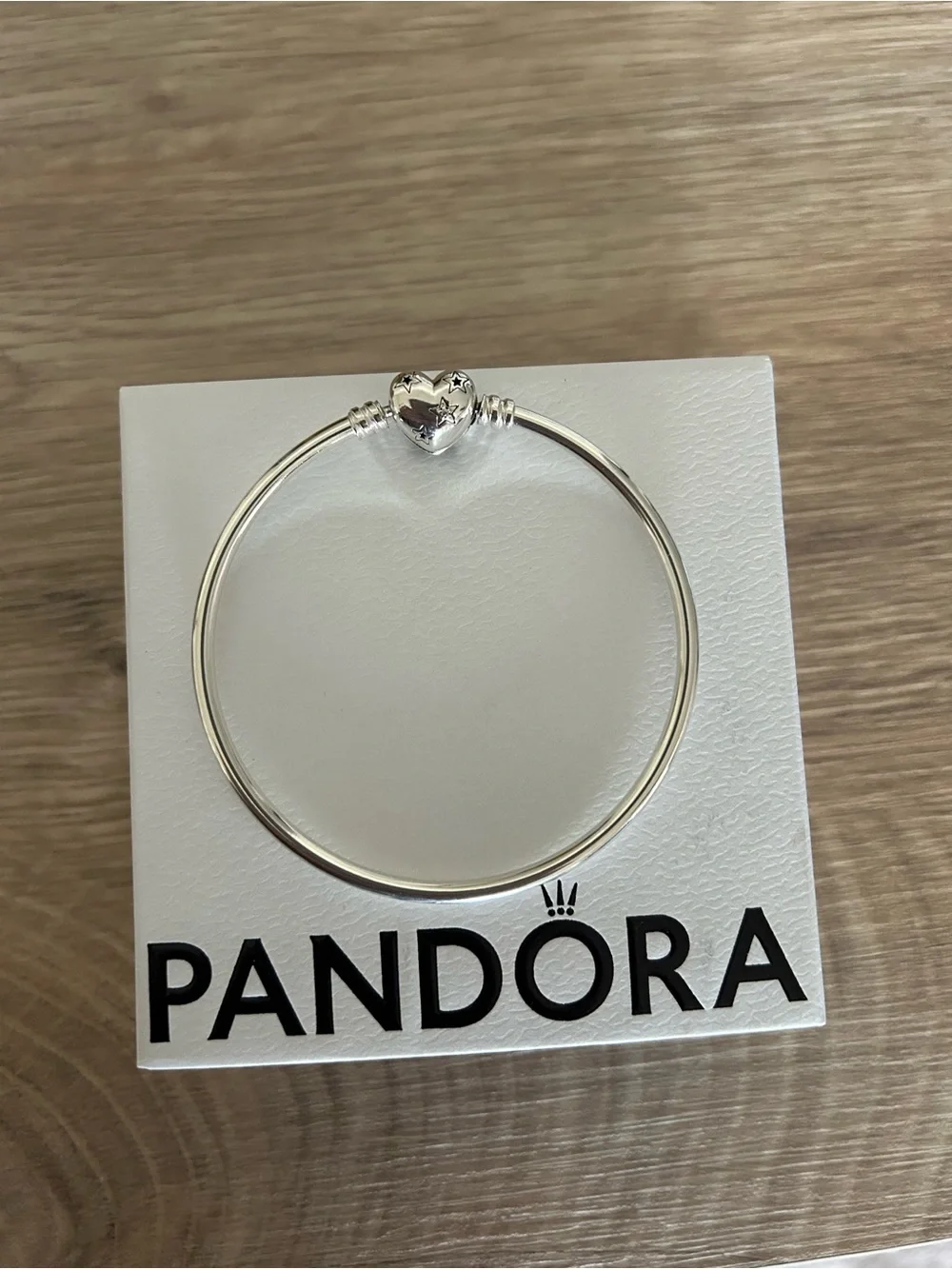 Pandora Silver Bangle with celestial heart clasp